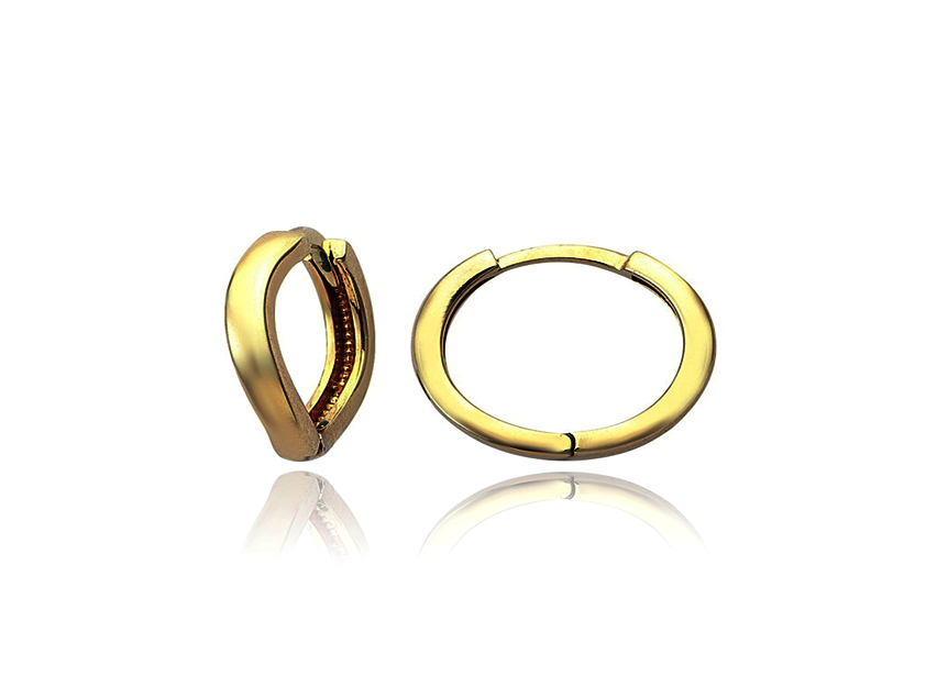 Žluté zlato náušnice zvlněné menší kroužky